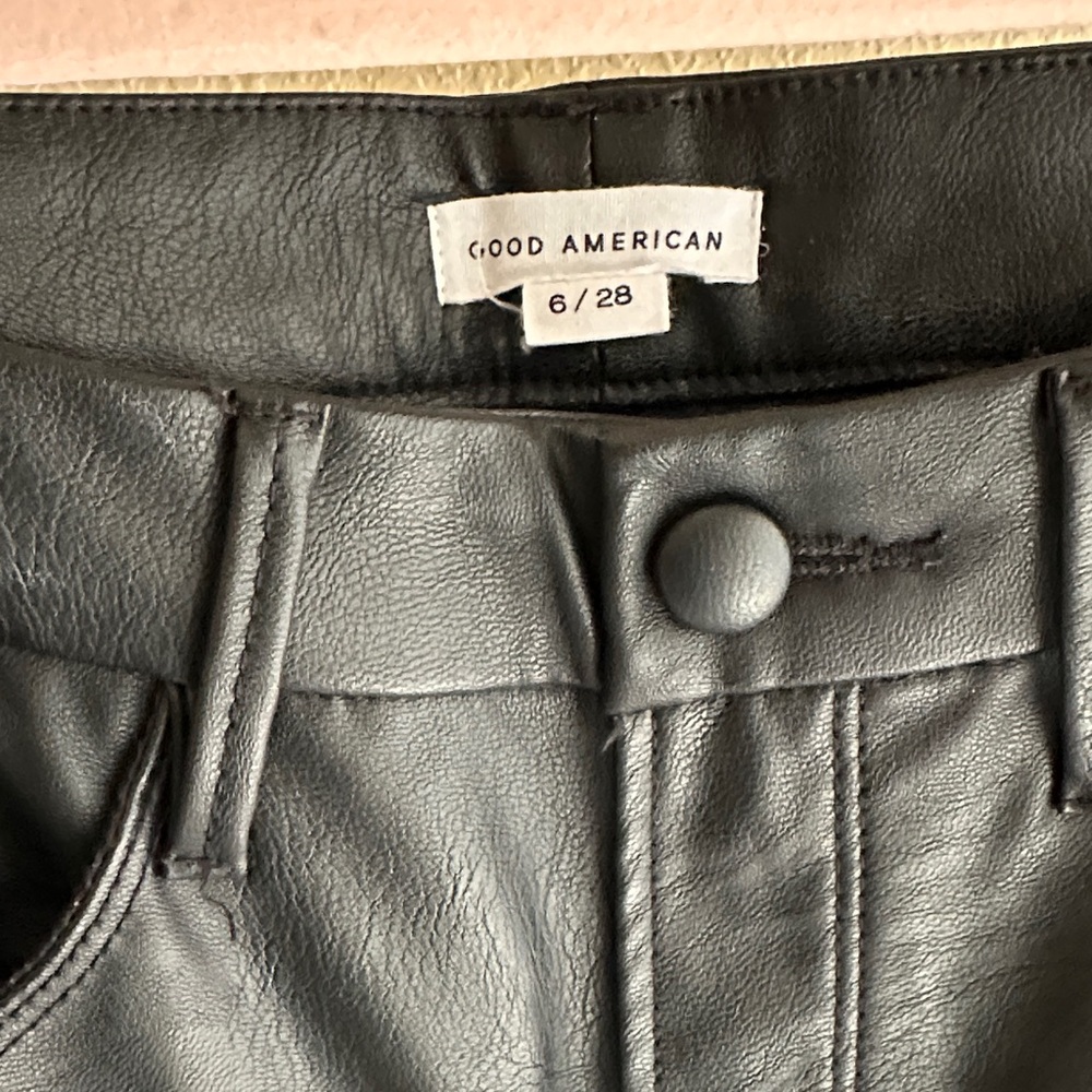 BOGO Good American Black Faux Leather Straight-Leg Pants - Picture 3 of 7